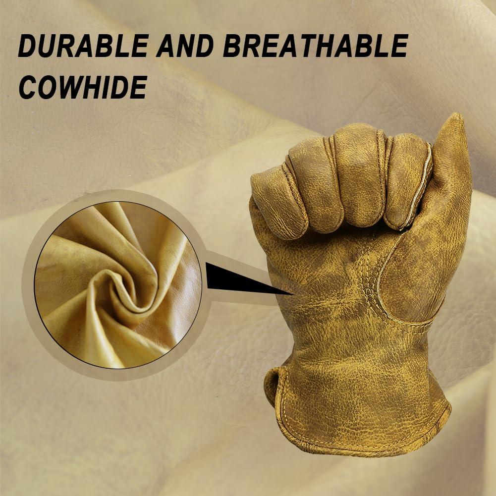 OLSON DEEPAK OLSON DEEPAK Heavy Duty leather work Gloves,Safety Cowhide Leather Garden Working Gloves for Men/Women,Driving,Yard work (Yellow, Mediumpack of 1)