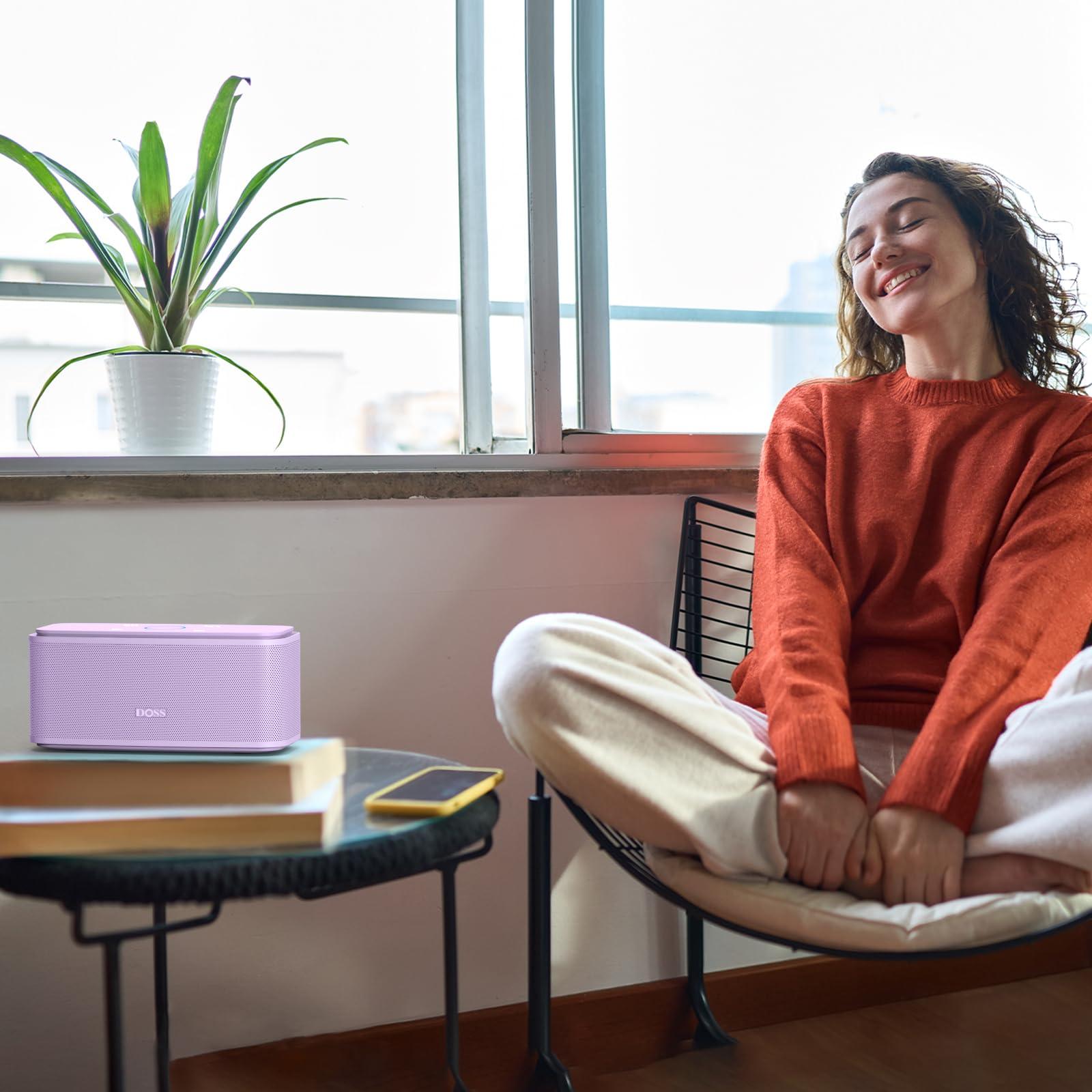 DOSS DOSS SoundBox Touch Wireless Bluetooth Speaker with 12W HD Sound and Bass, IPX5 Water-Resistant, 20H Playtime, Handsfree, Portable for Office, Home, Outdoor, Travel-Purple