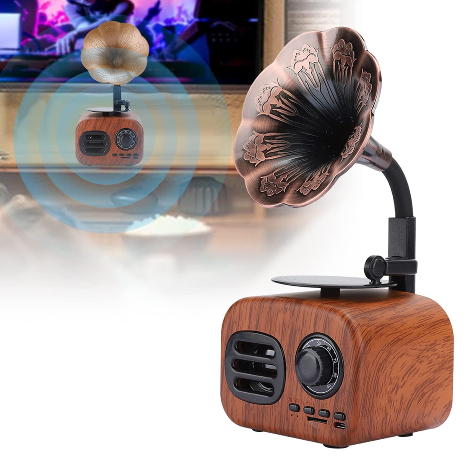 Sanpyl Mini Retro Speaker, Portable Retro Music Player Loudspeaker Support Plug in Card Easy to Carry Idea Gift for Friends (Walnut Wood)