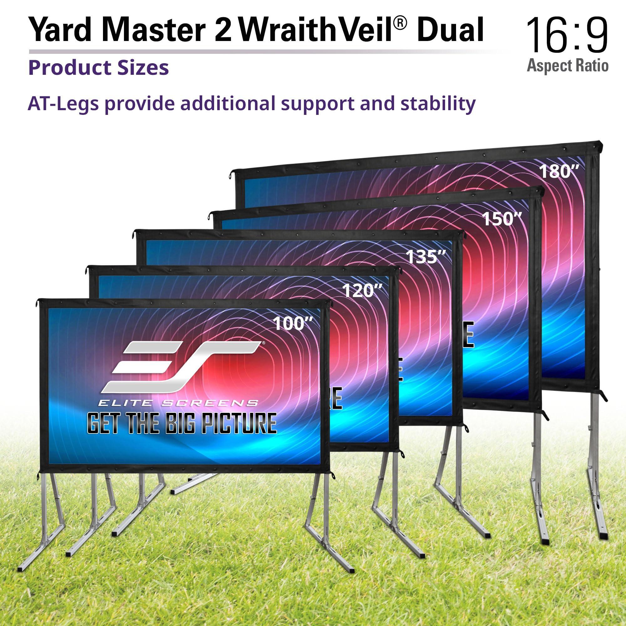 Elite Screens Elite Screens Yard Master 2 WraithVeil Projector Screen 180-INCH 16:9 Front and Rear 4K/8K Ultra HD Active 3D HDR Movie Screen, OMS180H2-DUAL