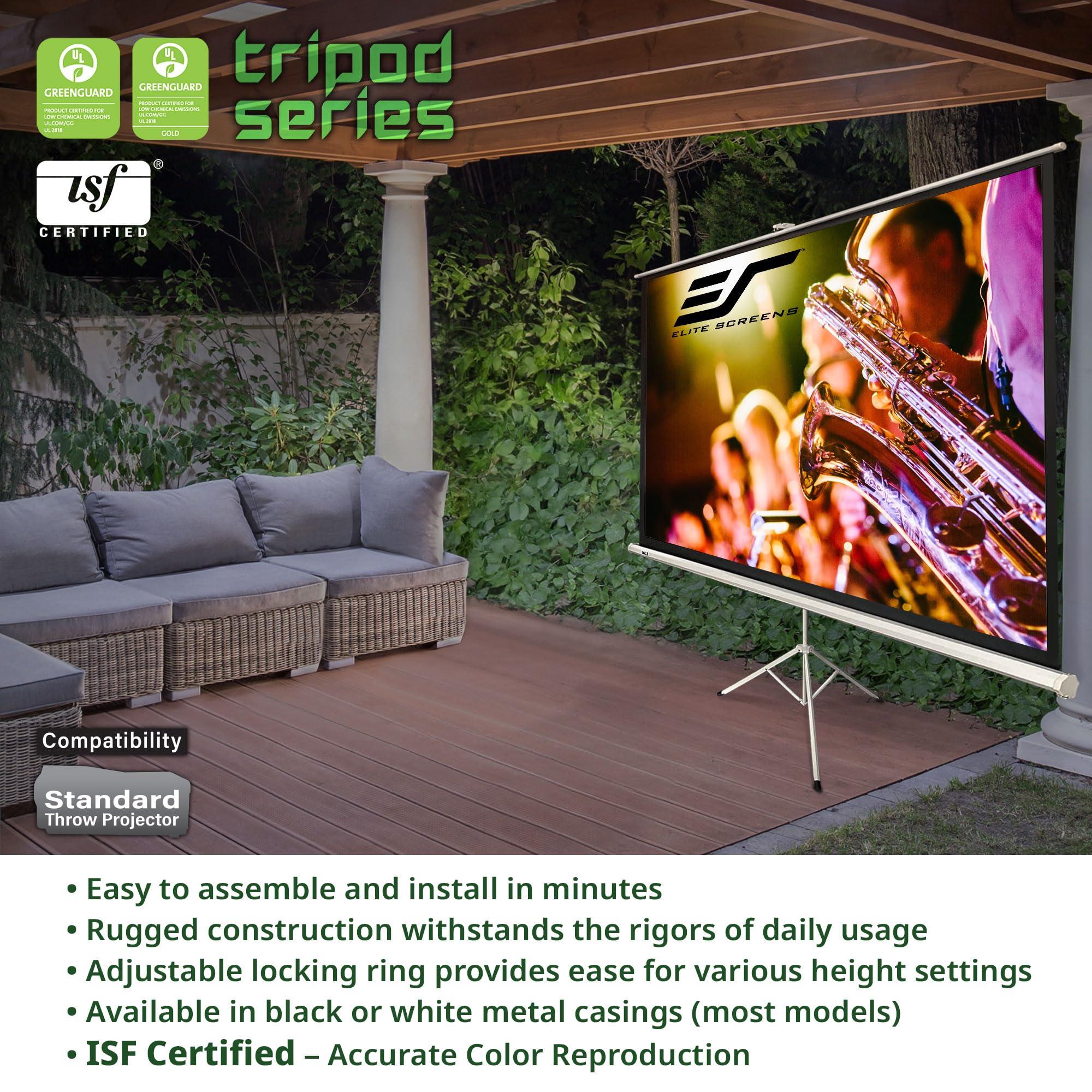 Elite Screens Elite Screens Tripod Series, 120-inch Adjustable Multi Aspect Ratio 16:9 Portable Indoor Outdoor Projector Screen, 8K / 4K Ultra HD 3D Ready, US Based Company 2-YEAR WARRANTY, T120UWV1 - Black
