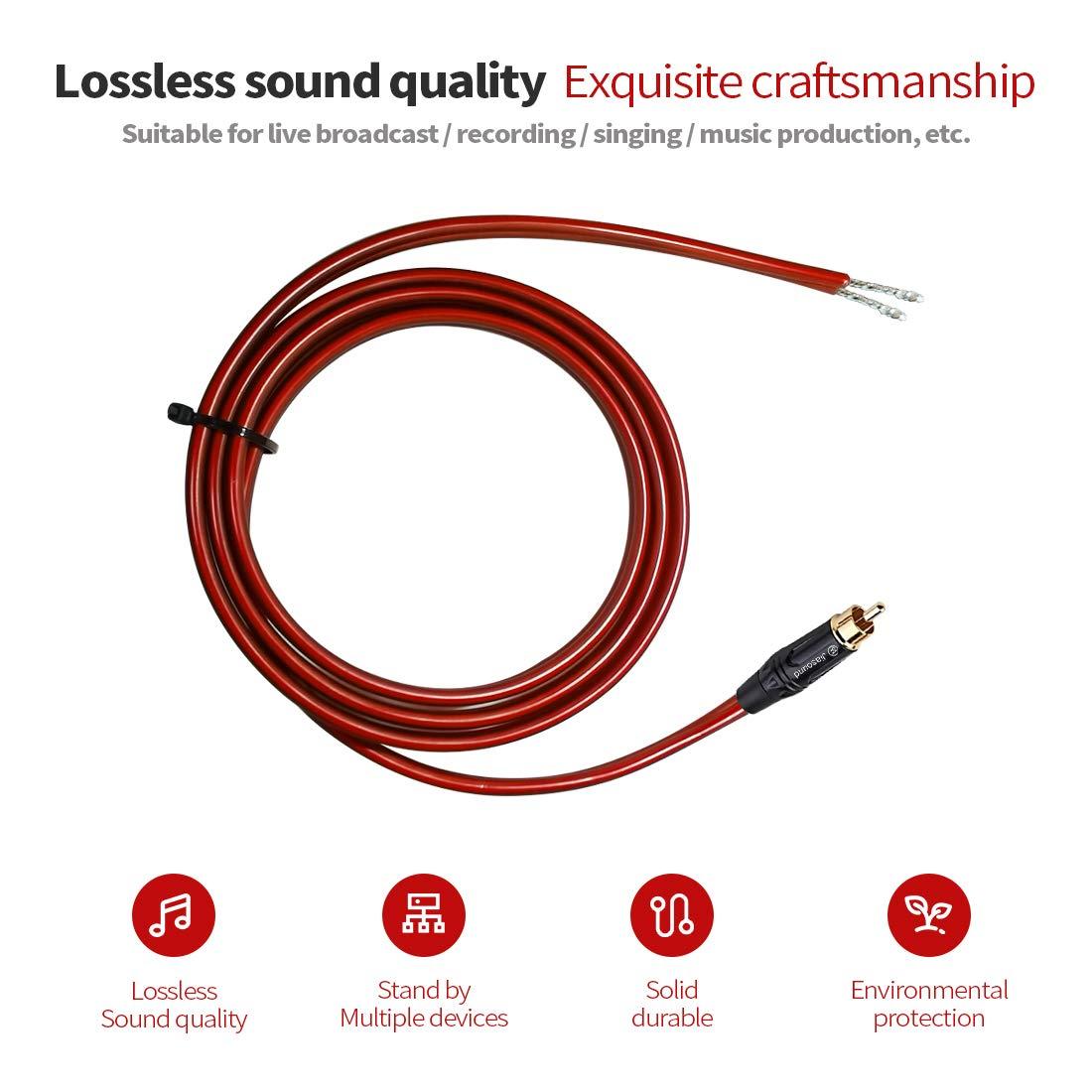 Yuchenfeng Yuchenfeng Gold-Plated RCA to Bare Wire Speaker Cable - 14AWG OFC Copper Audio Cable for Subwoofers, Amps & Home Theater, Dual PVC Shielded, Zero-Noise (10FT 2-PCS)