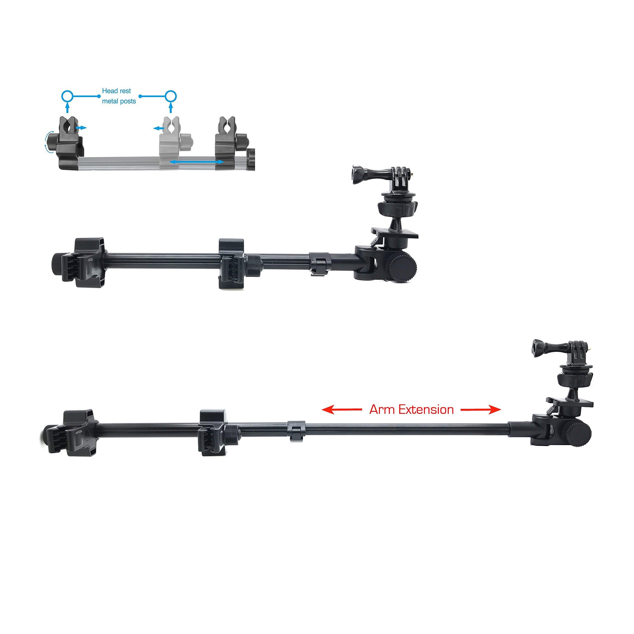 ChargerCity ChargerCity Dual Post Telescopic Headrest Mount for GoPro Hero & Action Cameras