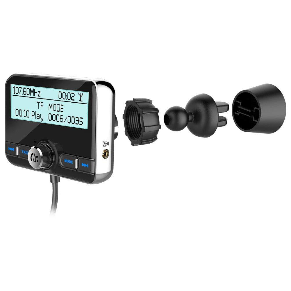 WYYHAA Bluetooth FM Transmitter for Car, Wireless Bluetooth 4.2 in-Car Radio Adapter Car Kit with Handsfree Calling, 2 USB Ports, LED Display, Support TF Card, AUX Output