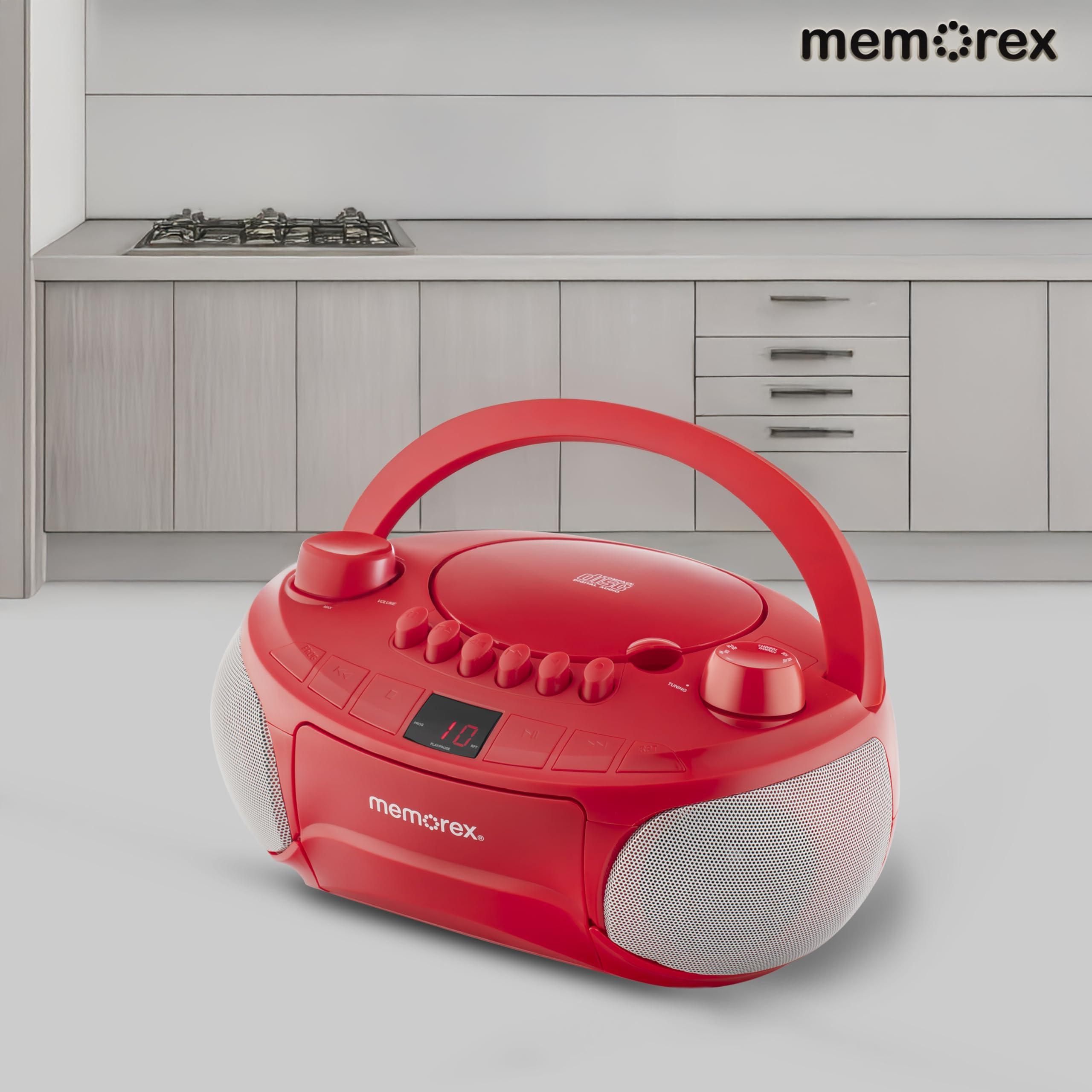 Memorex Memorex AM/FM Top Loading Cassette CD Player | Portable Stereo with Programmable Memory | Auxiliary Input, Auto-Stop Deck and LED Display (Red)