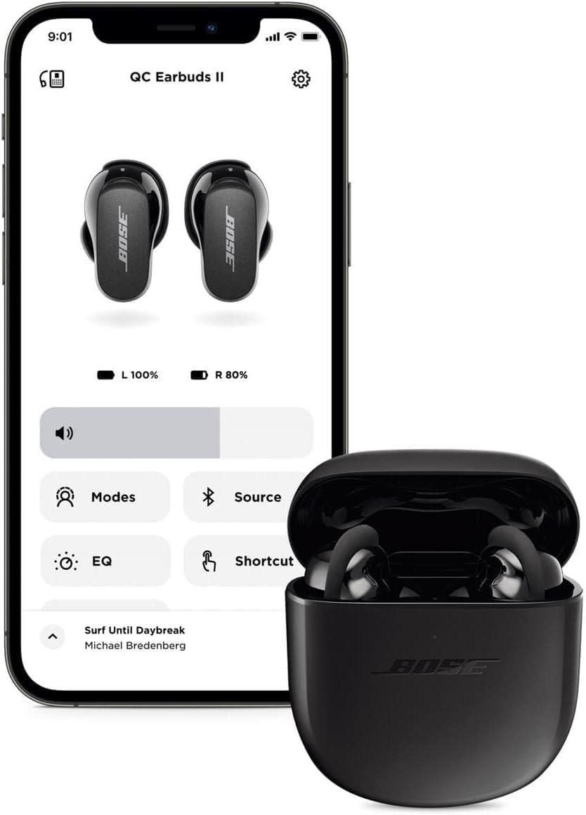 Bose Bose QuietComfort Earbuds II, Wireless, Bluetooth, Proprietary Active Noise Cancelling Technology in-Ear Headphones with Personalized Noise Cancellation & Sound, Triple Black