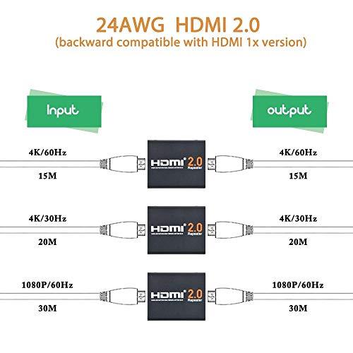 Flashmen Flashmen HDMI Booster 2.0, 4K2K 1080P 3D HDMI Amplifier Repeater HDMI Powered Signal Amplifier Booster 18Gbps Bandwidth HDCP 2.2 Up to 60m/200ft Transmission Distance