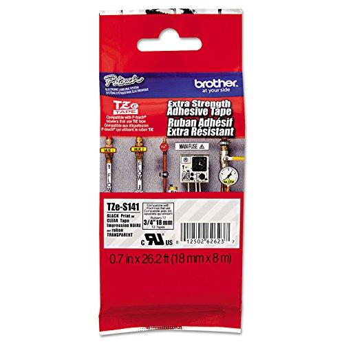Brother Brother P-Touch Tzes141 Tze Extra-Strength Adhesive Laminated Labeling Tape, 3/4-Inch W, Black On Clear