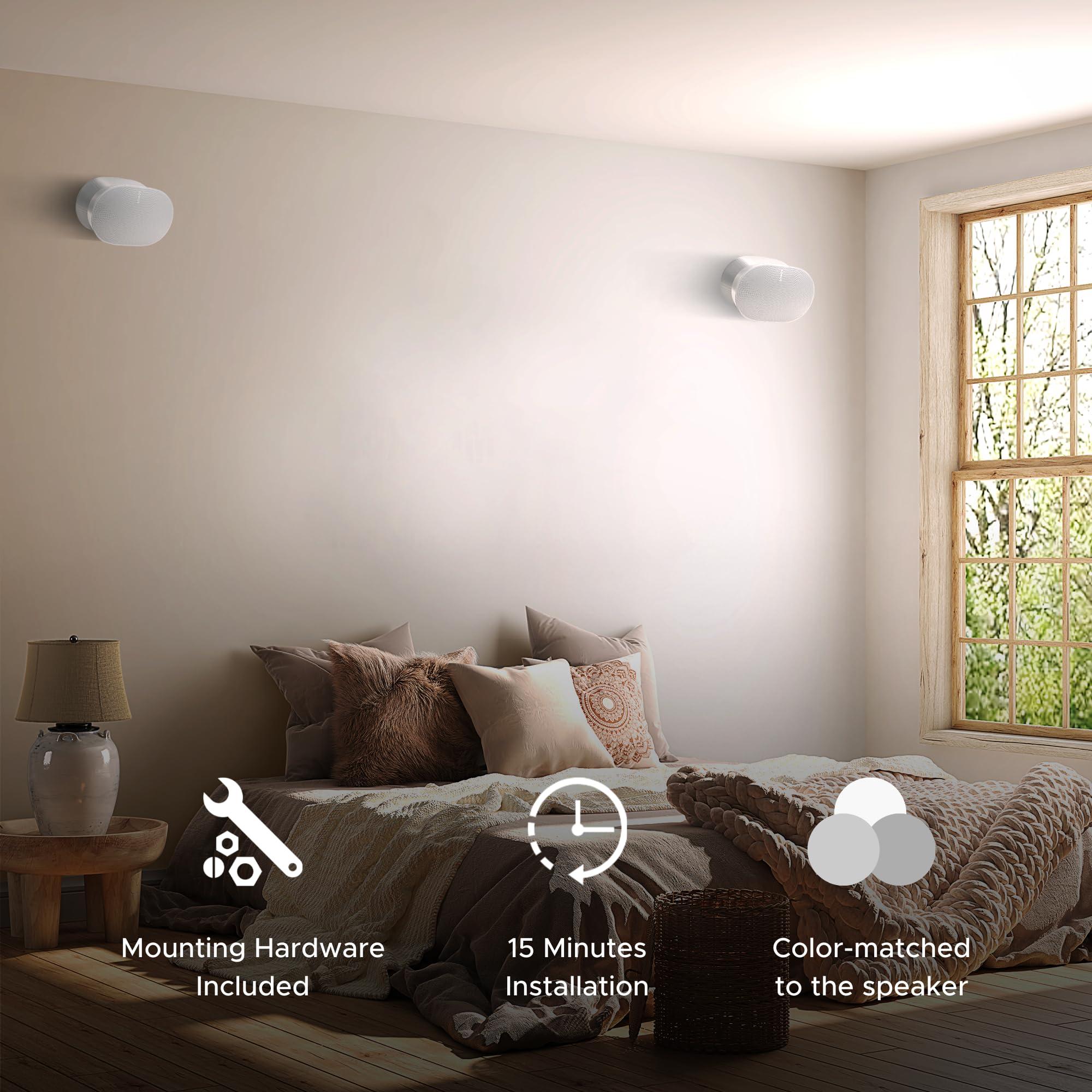 Sound Bass ERA300 Wall Mount Bracket, Tilt and Swivel, White, Twin (2pcs), Compatible with Sonos ERA 300, Effortless Installation, Includes Mounting Kit, Double, Pair