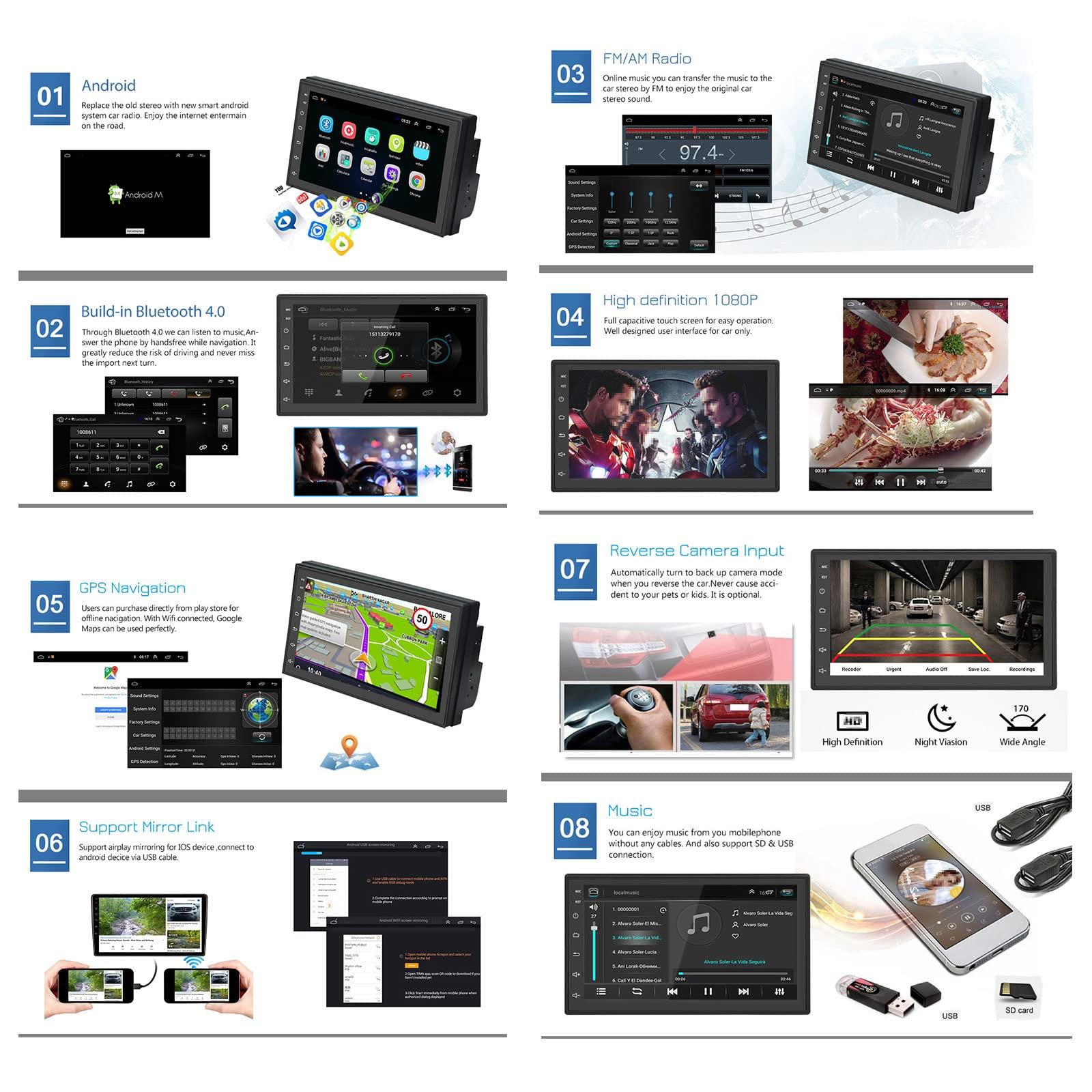 WDXSFR Android Double Din Car Stereo with GPS Navigation, 9 Inch Touchscreen Car Radio for Nissan Navara 3 D40 2004-2010 with Bluetooth WiFi FM Mirror Link USB + Backup Camera,Quad core,2G+32G