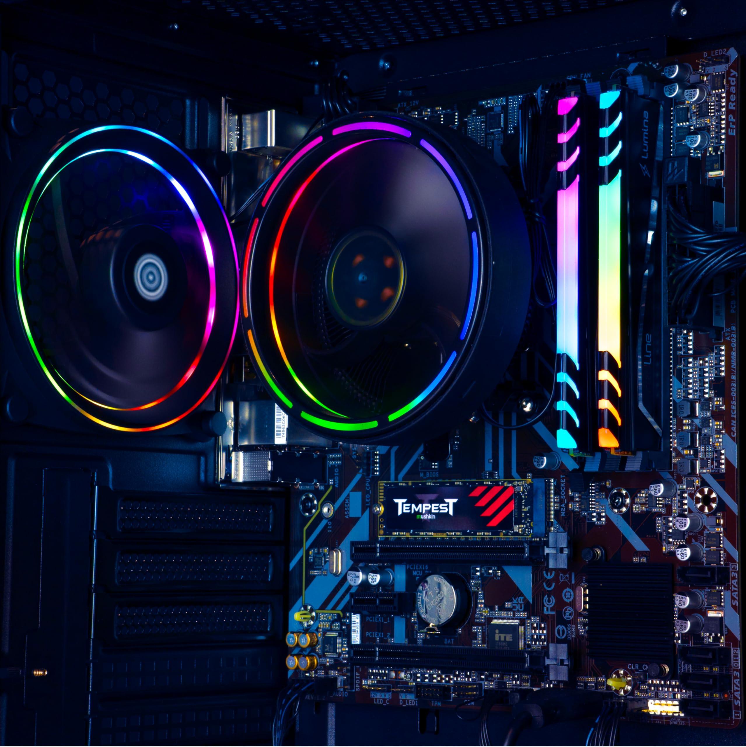 Periphio Periphio Terra Prebuilt Gaming PC - AMD Ryzen 5 5600G CPU (4.4GHz Turbo), 32GB DDR4 RGB RAM, Radeon Vega 7 Graphics, 1TB NVMe Solid State SSD, Windows 11 Gaming Computer Desktop, WiFi + BT