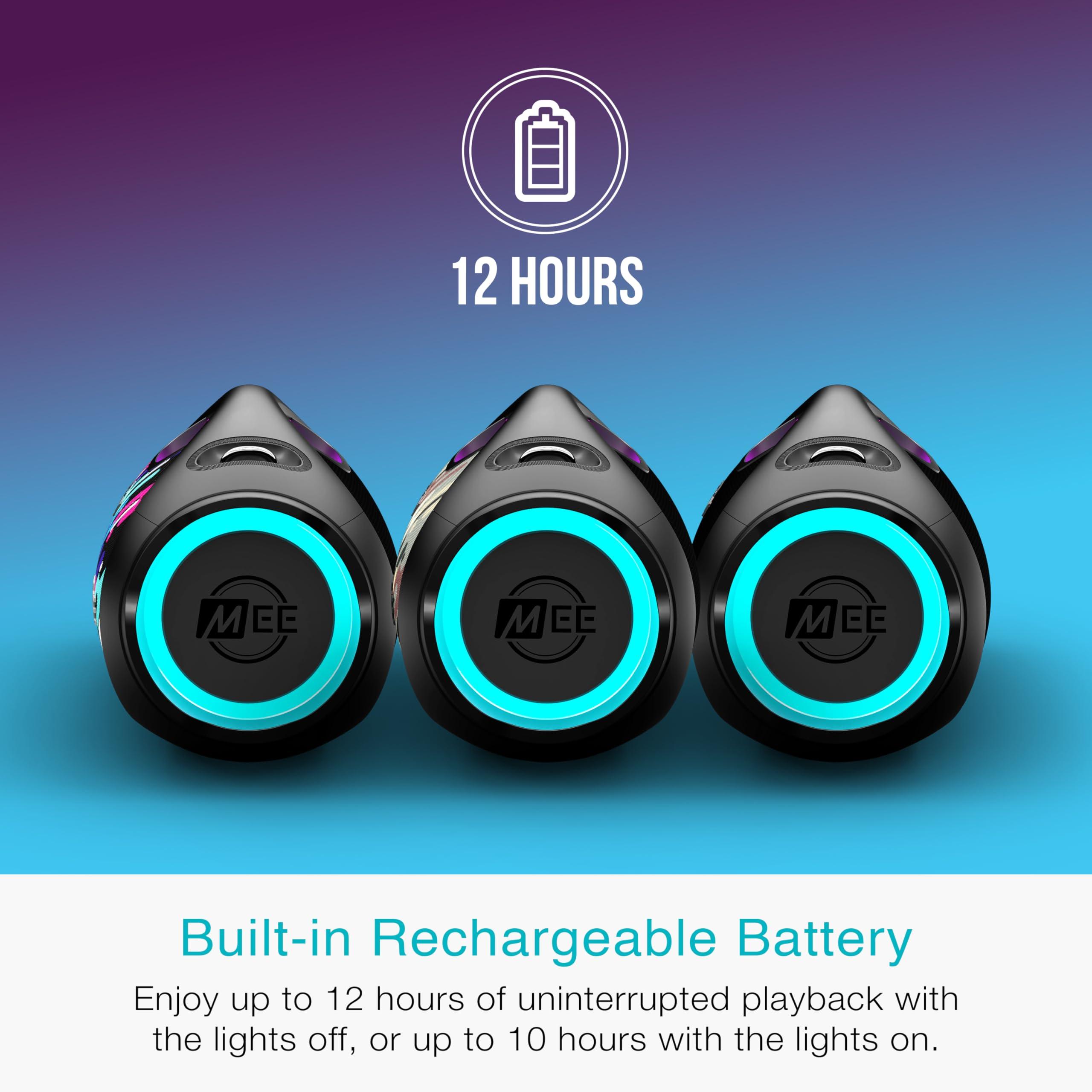 MEE audio MEE audio PartySPKR Bluetooth Wireless Speaker, Powerful 60W RMS Stereo Sound, 2 Subwoofers, Dynamic LED Lighting, Party Mode for Connecting 100+; Portable Speaker for Indoor & Outdoor Use, Colorful