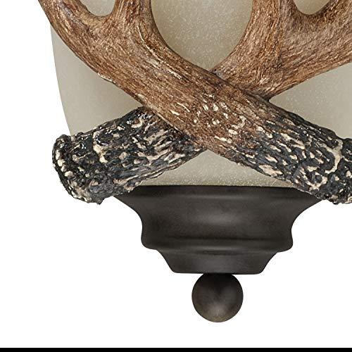 VAXCEL VAXCEL Yoho 1 Light Bronze Rustic Antler Flush Wall Sconce Cream Glass