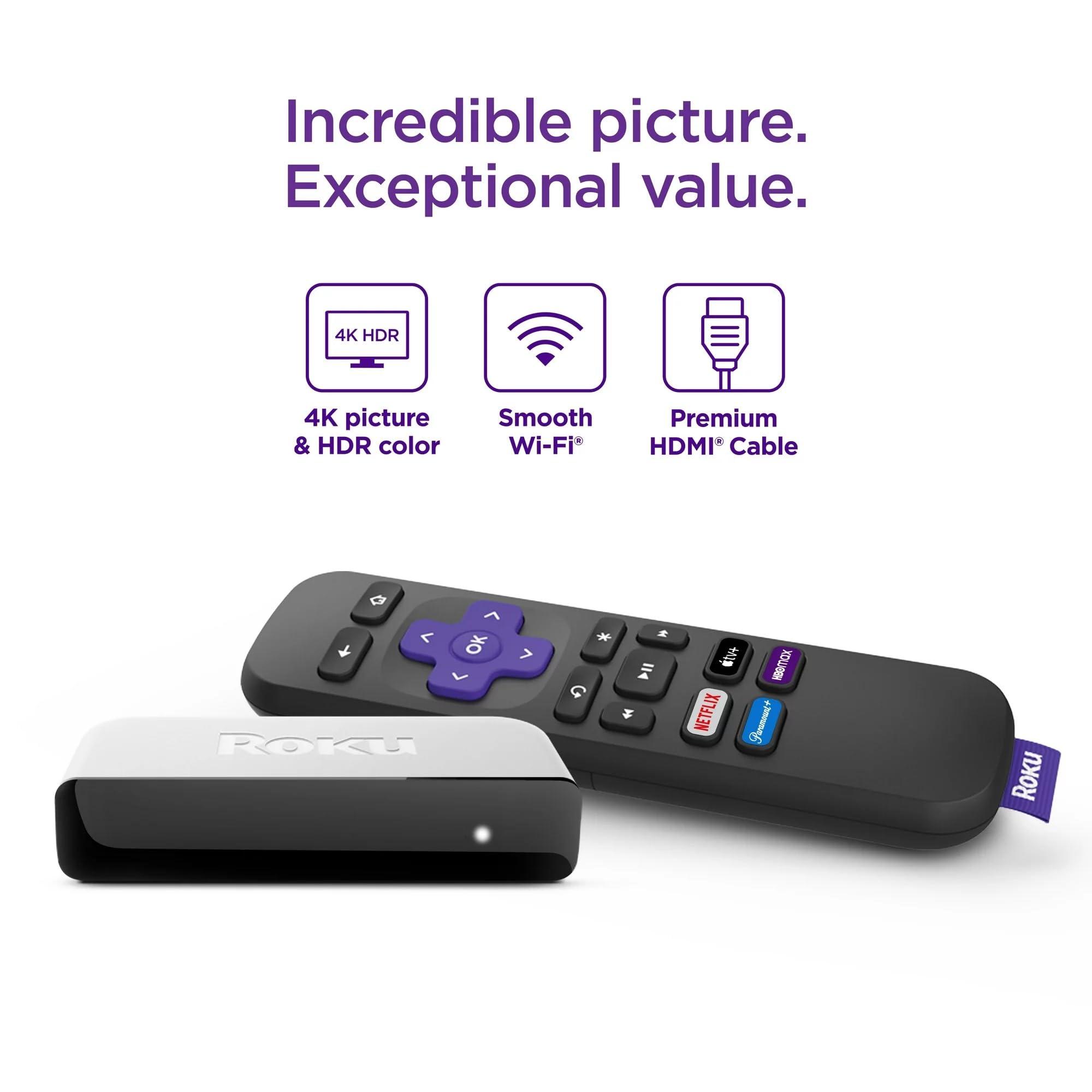 Roku Roku 3920RW-SW Premiere, 4K/HDR Streaming Media Player, Wi-Fi Enabled, with Premium High Speed HDMI Cable and Simple Remote