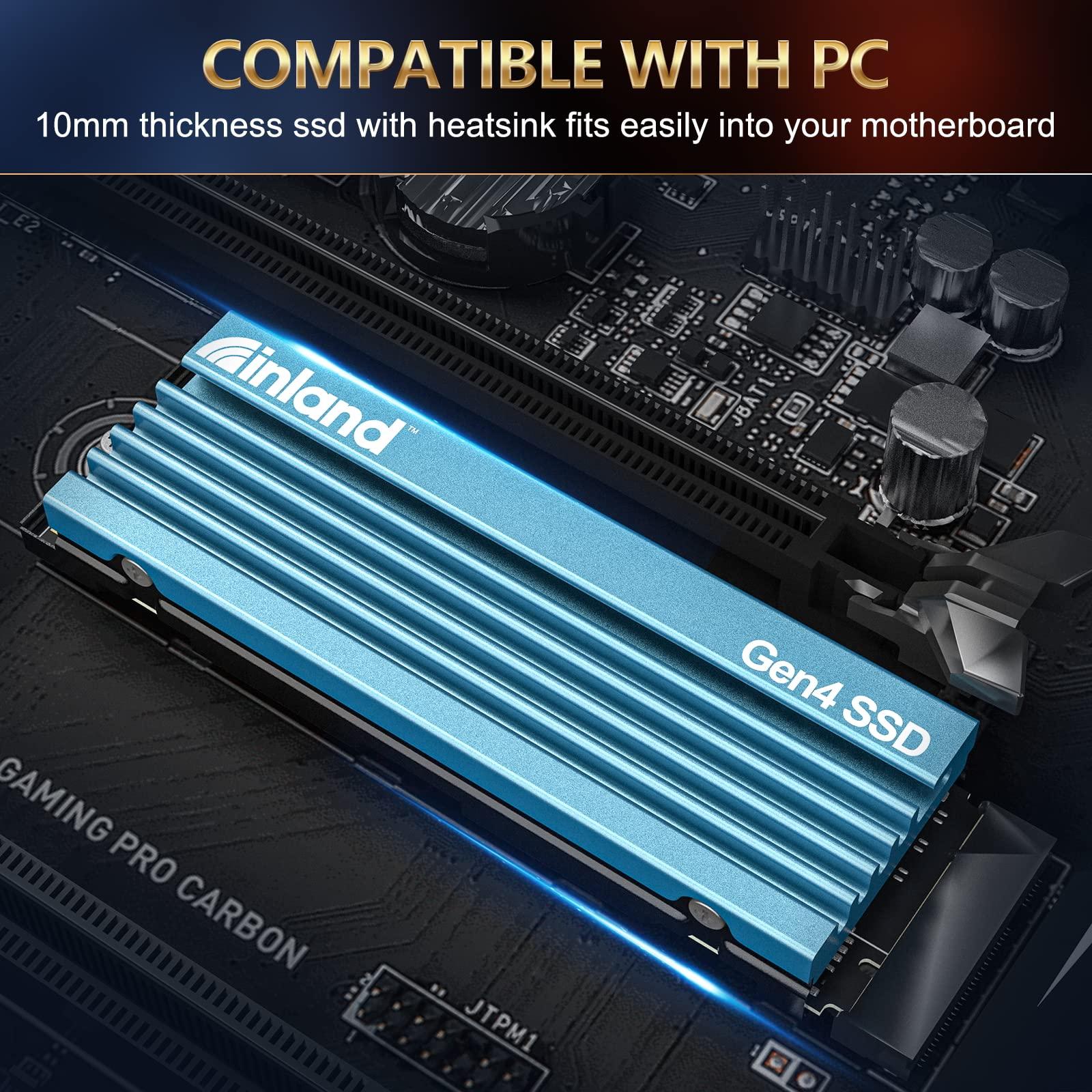 INLAND INLAND 1TB Gaming Performance Plus NVMe Internal Gaming SSD Solid State Drive with Heatsink Optimized for PS5 - Gen4 PCIe, M.2 2280, DRAM Cache, 176-Layer TLC 3D NAND Flash, Up to 7000MB/s