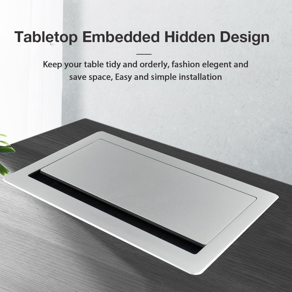 JS VI DEO JS TECHNOLOGY Conference Table Power hub Conference Table connectivity Box recessed Outlet Desk Outlet recessed Power Strip USB-c 65Woutlet Plug with USB Ports countertop Outlet Socket (Silver)