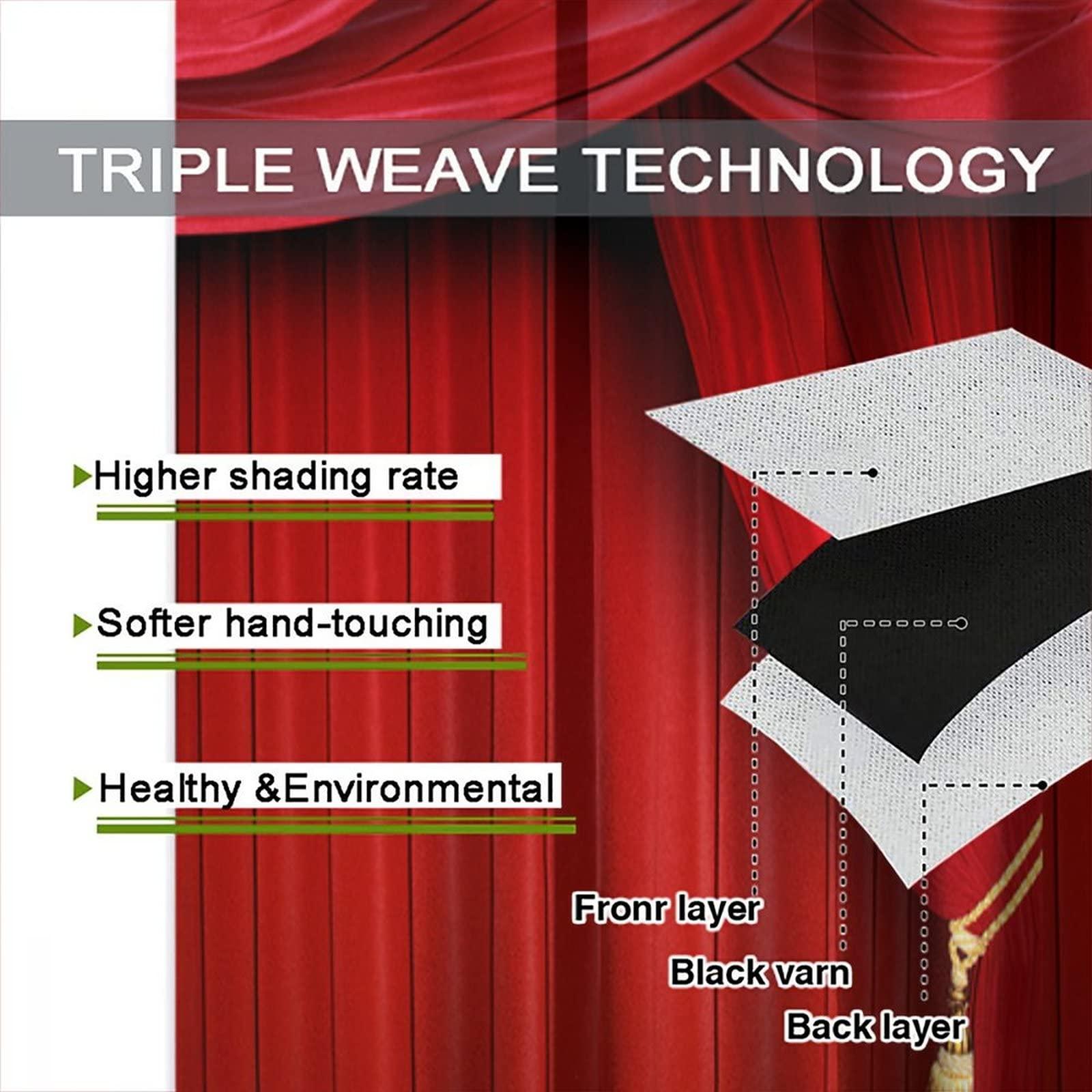 SENQIAN Movie Theater Curtains Retro Red Party Home Movie Theatre Rod Pocket Room Darkening Window Drapes for Bedroom Living Room W36 x L63 2 Panels