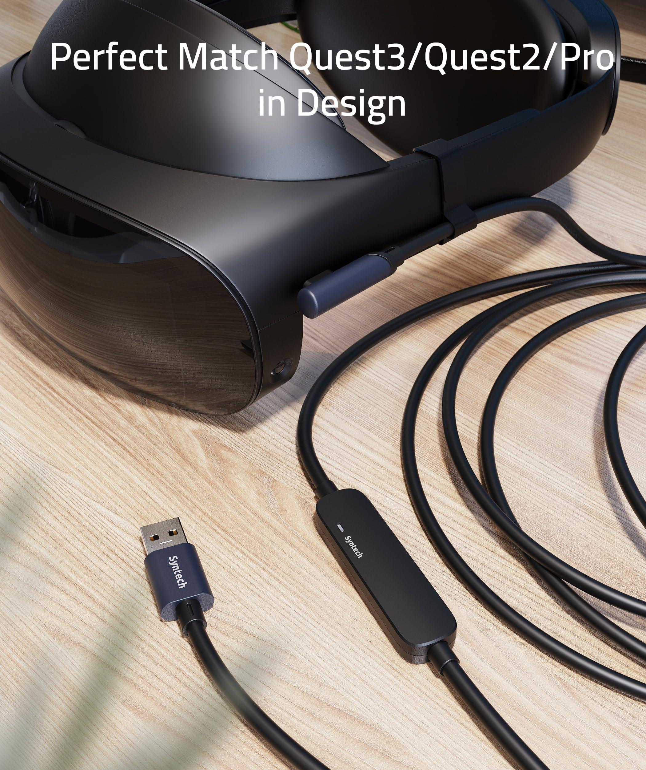 Syntech Syntech Link Cable 33 FT with Signal Booster Compatible with Meta/Oculus Quest 3, Quest2/Pro/Pico4 Accessories and PC/SteamVR, High Speed Data Transfer, USB 3.0 to USB C Cable for VR Headset, Black