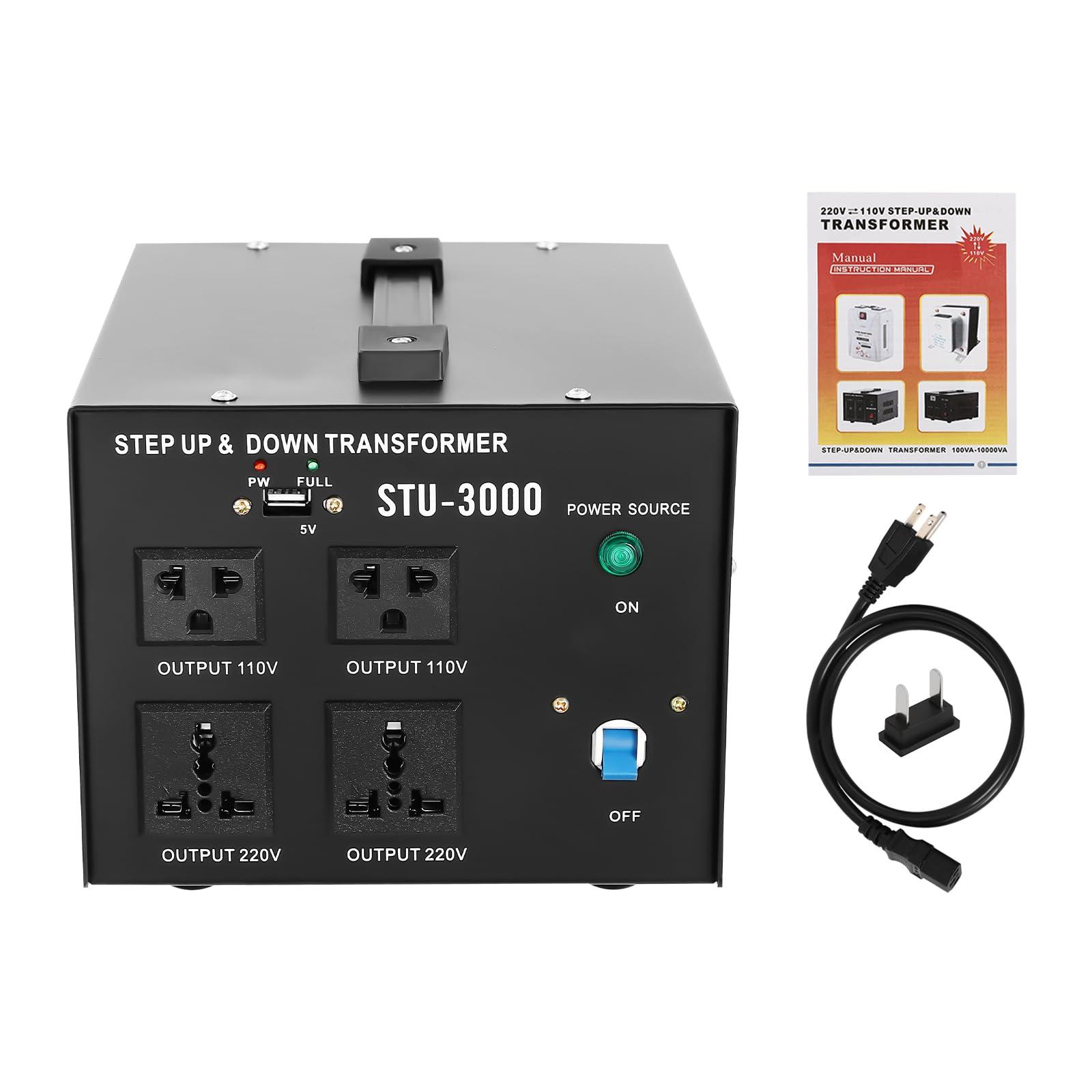 mignonnememe 3000W Power Voltage Converter Transformer Heavy Duty Step Up/Down AC 110V to 220V Power Converter Circuit Breaker Protection