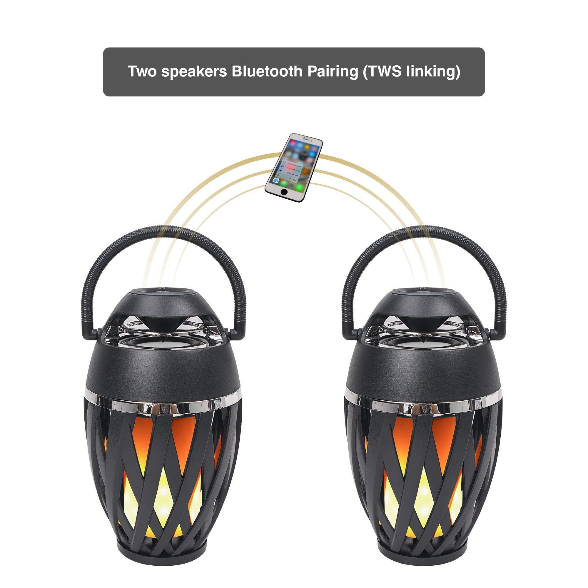 Sound Town Sound Town 2-Pack Portable Bluetooth Speakers with LED Lights, True Wireless Stereo (TWS) Bluetooth, Wall Mount Brackets, and Decorative Flame, for Outdoors, House Party, Patio and Home (OPIK-F1-PAIR)