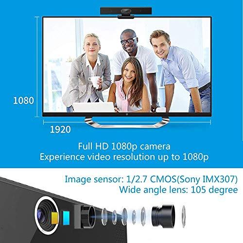 JACKLY Conference Room Camera with Microphone and Speaker, Wide Angle USB Video Conference Camera for Mac, PC, Laptop, Desktop (Black with Inverted Phase)