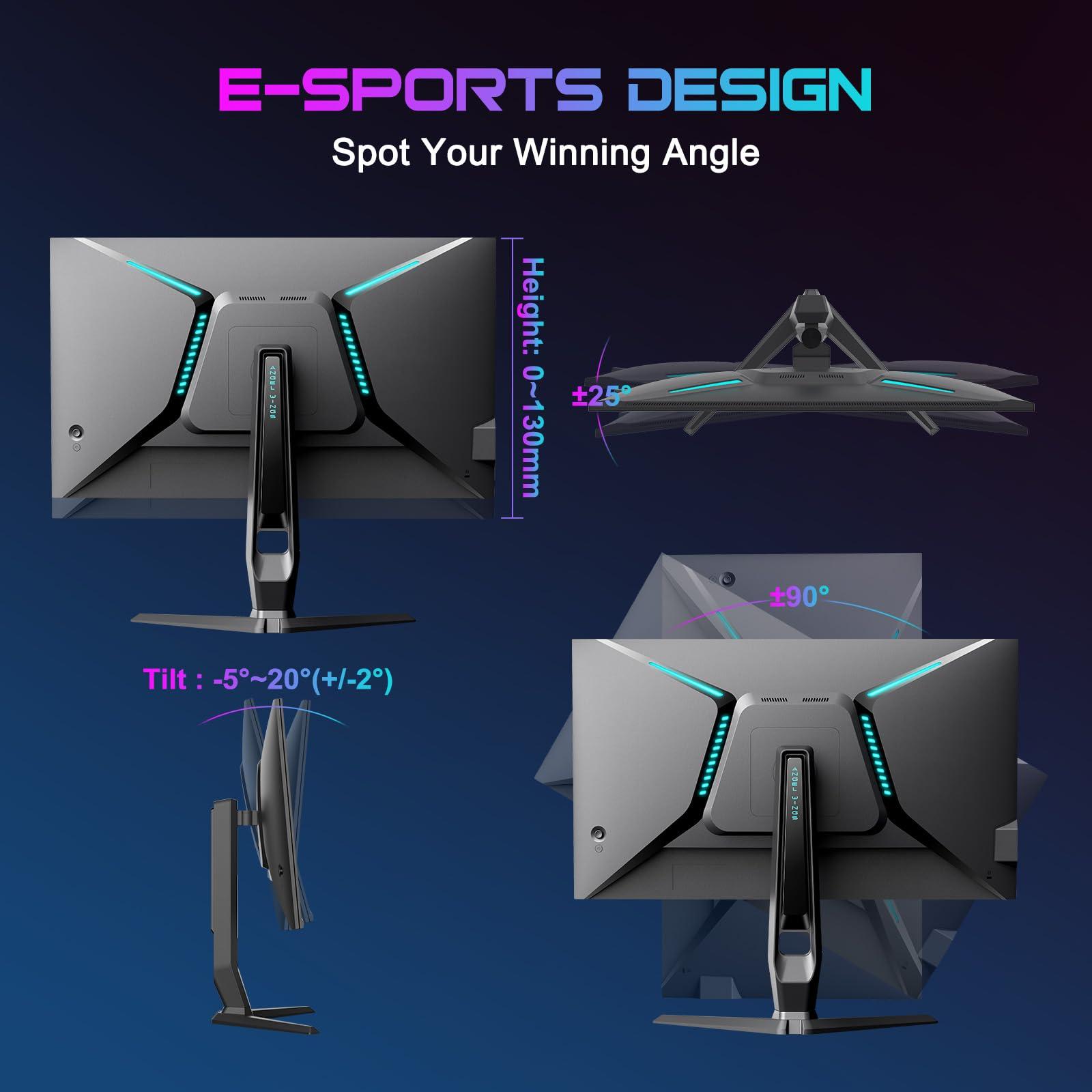 SANSUI SANSUI 27 inch WQHD 180Hz Gaming Monitor 1440P-AMD FreeSync 1ms DCI-P3 93% Fast IPS Computer Monitor,Height Adjustable Vertical/Horizontal Rotating, 2DisplayPort/HDMI HDRLow Motion Blur Speakers