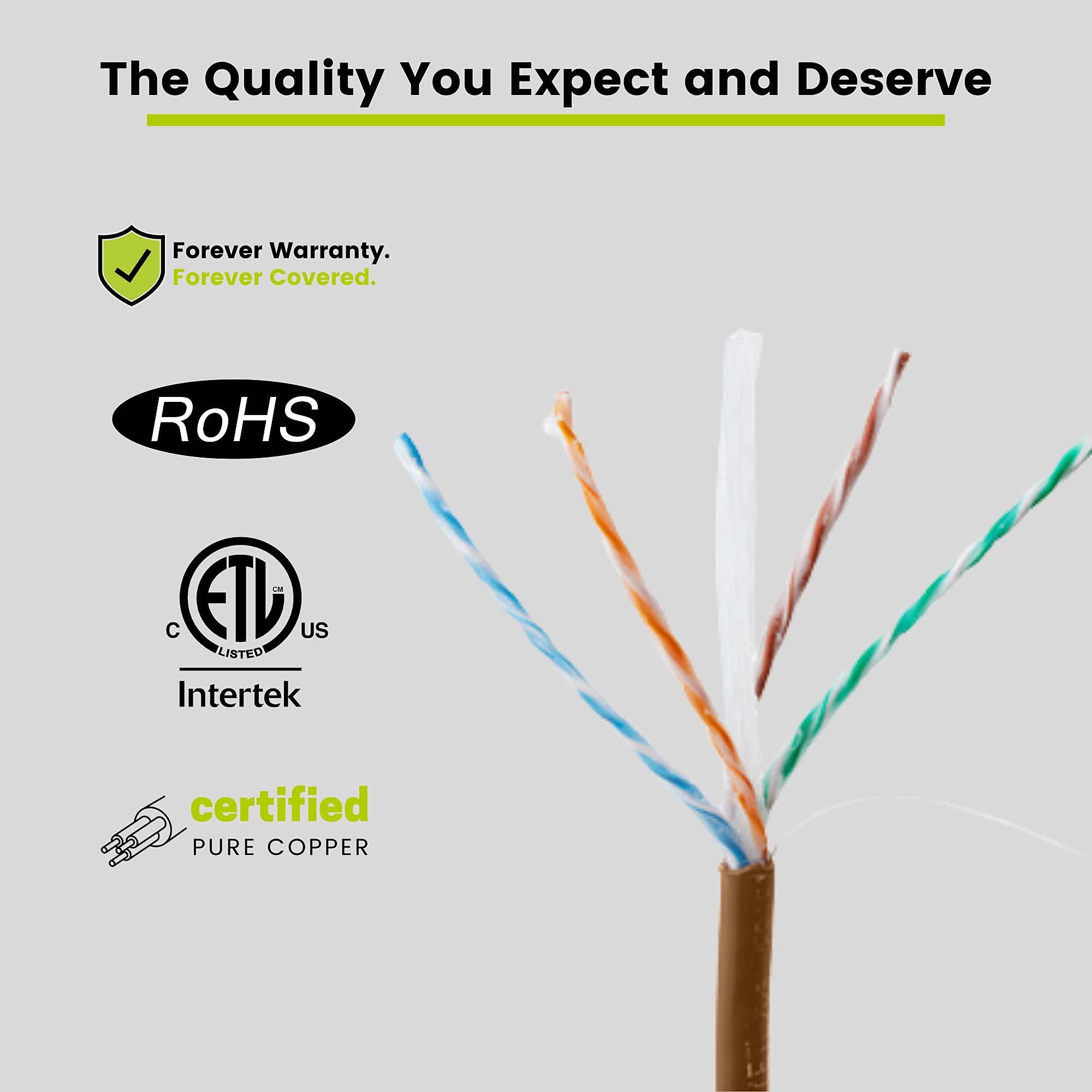 TRUE CABLE trueCABLE Cat6 Direct Burial, Gel Filled, 500ft, Brown, Waterproof, CMX, 23AWG Solid Bare Copper, 550MHz, PoE++ (4PPoE), ETL Listed, Unshielded UTP, Bulk Ethernet Cable