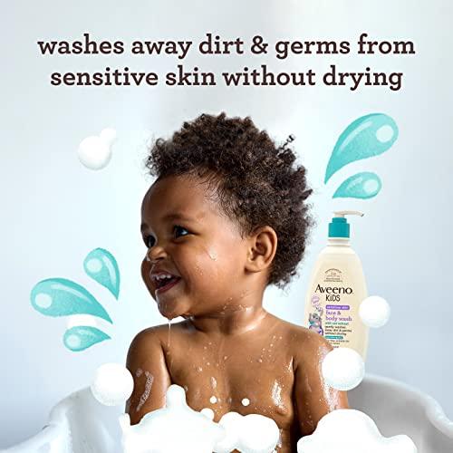 AVEENO BABY Aveeno Kids Sensitive Skin Face & Body Wash with Oat Extract, Gently Washes Away Dirt & Germs Without Drying, Tear-Free & Suitable for All Skin Tones, Hypoallergenic, 18 fl. Oz