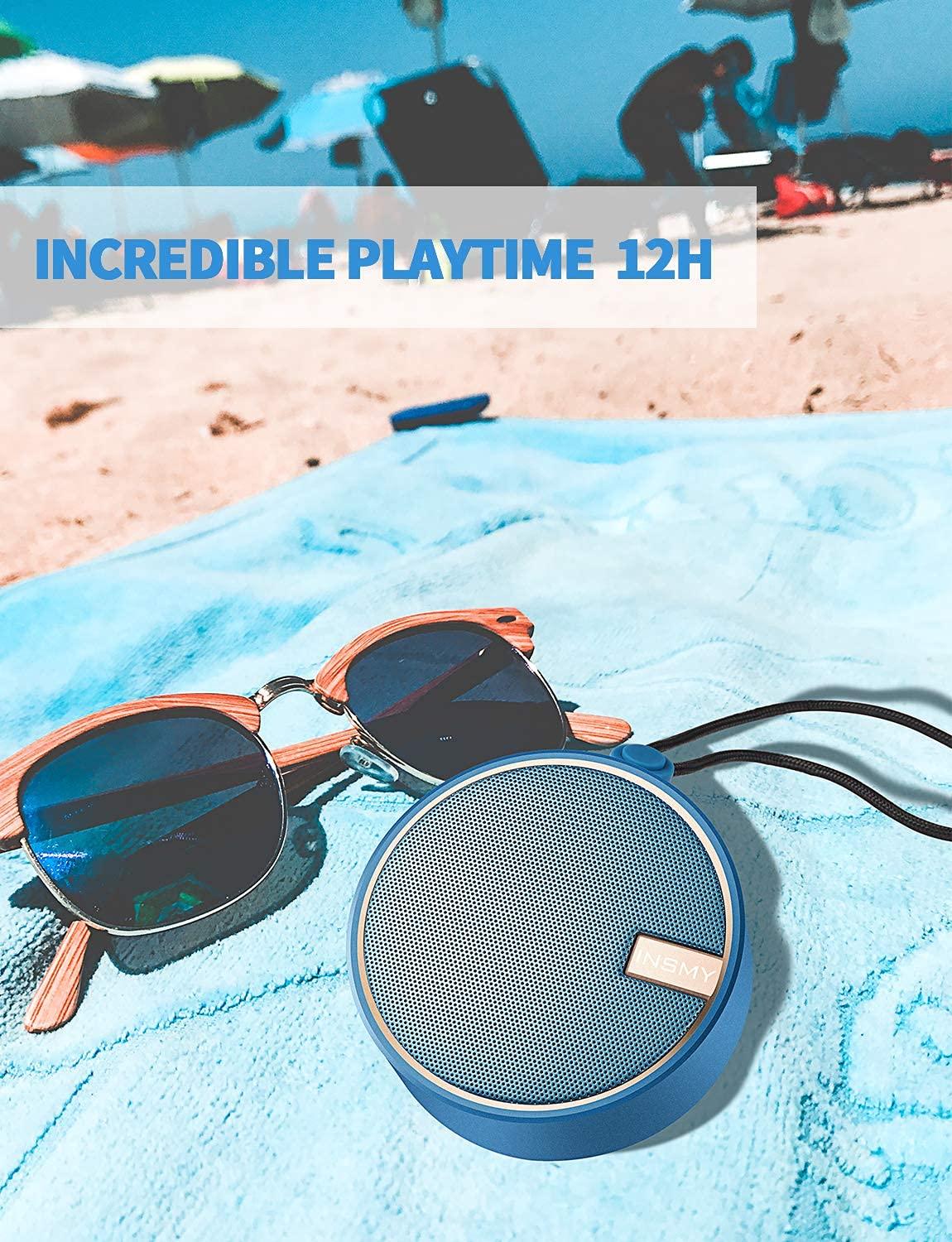 INSMY INSMY C12 IPX7 Waterproof Shower Bluetooth Speaker, Portable Small Speaker, Speakers Bluetooth Wireless Loud Clear Sound Support TF CSuard ction Cup for Outdoor Kayak Canoe Beach Gift (Navy)