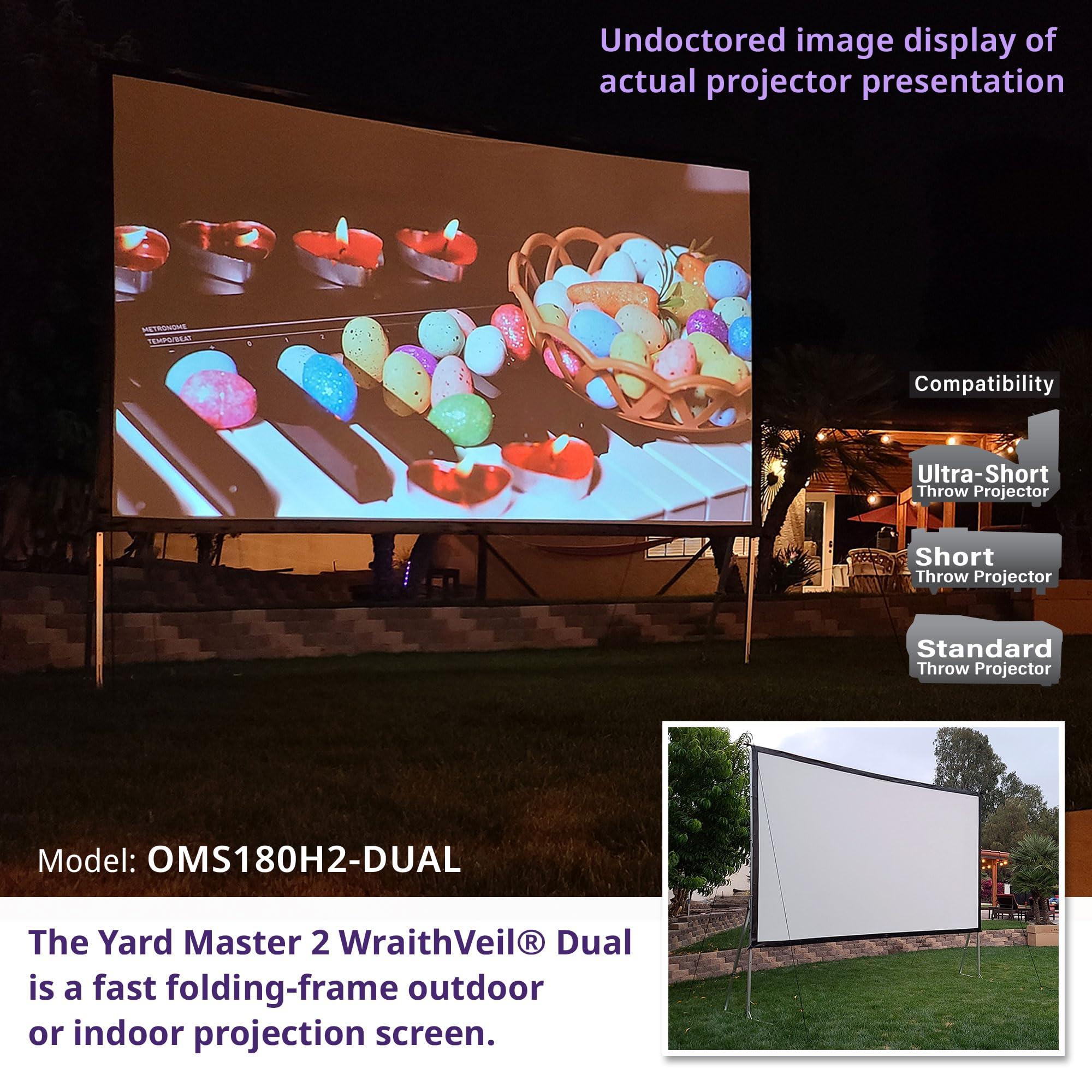 Elite Screens Elite Screens Yard Master 2 WraithVeil Projector Screen 180-INCH 16:9 Front and Rear 4K/8K Ultra HD Active 3D HDR Movie Screen, OMS180H2-DUAL