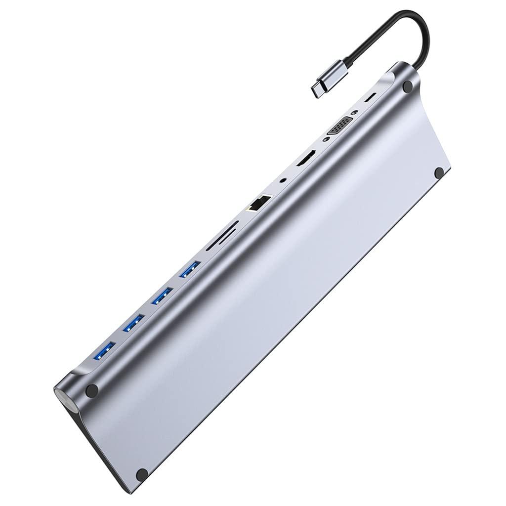 VCGIIEEWGHJDEW USB C Dock Dual Screen Dual Display Adapter Hub, USB Type C Laptop Docking Station