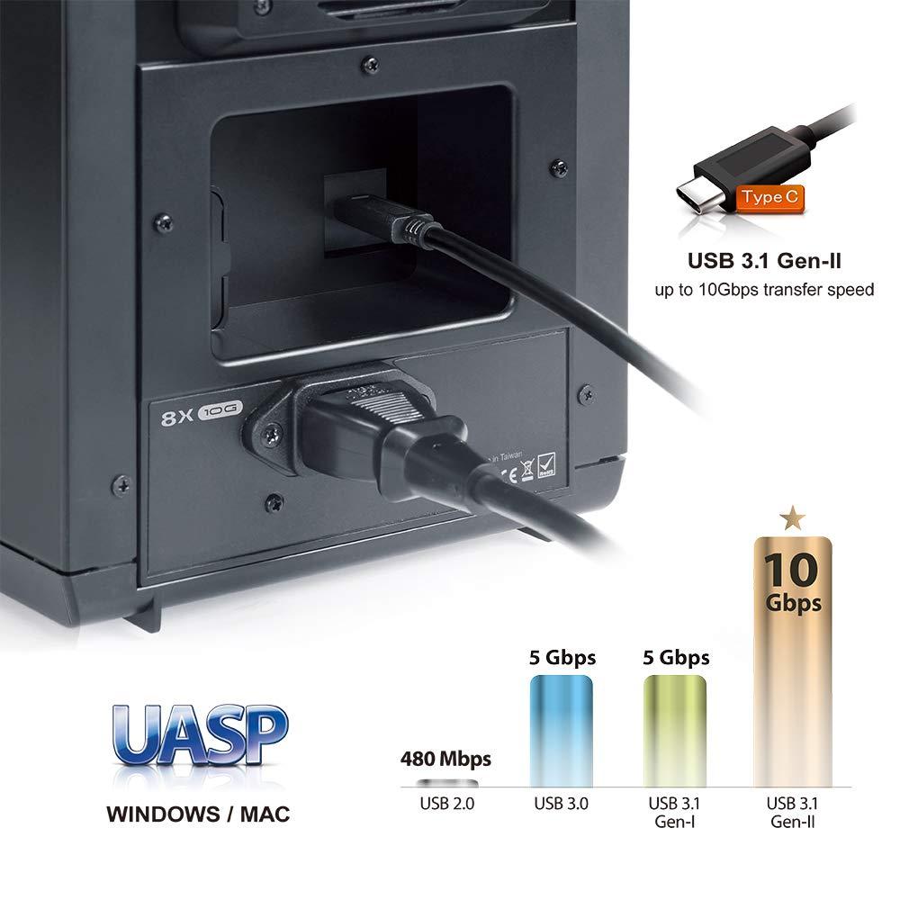 Mediasonic Mediasonic USB 3.2 Type C 8 Bay 3.5-inch Hard Drive Enclosure USB 3.2 Gen 2 10Gbps Support UASP | S.M.A.R.T | Support 22TB Hard Drive (H82-SU31C)