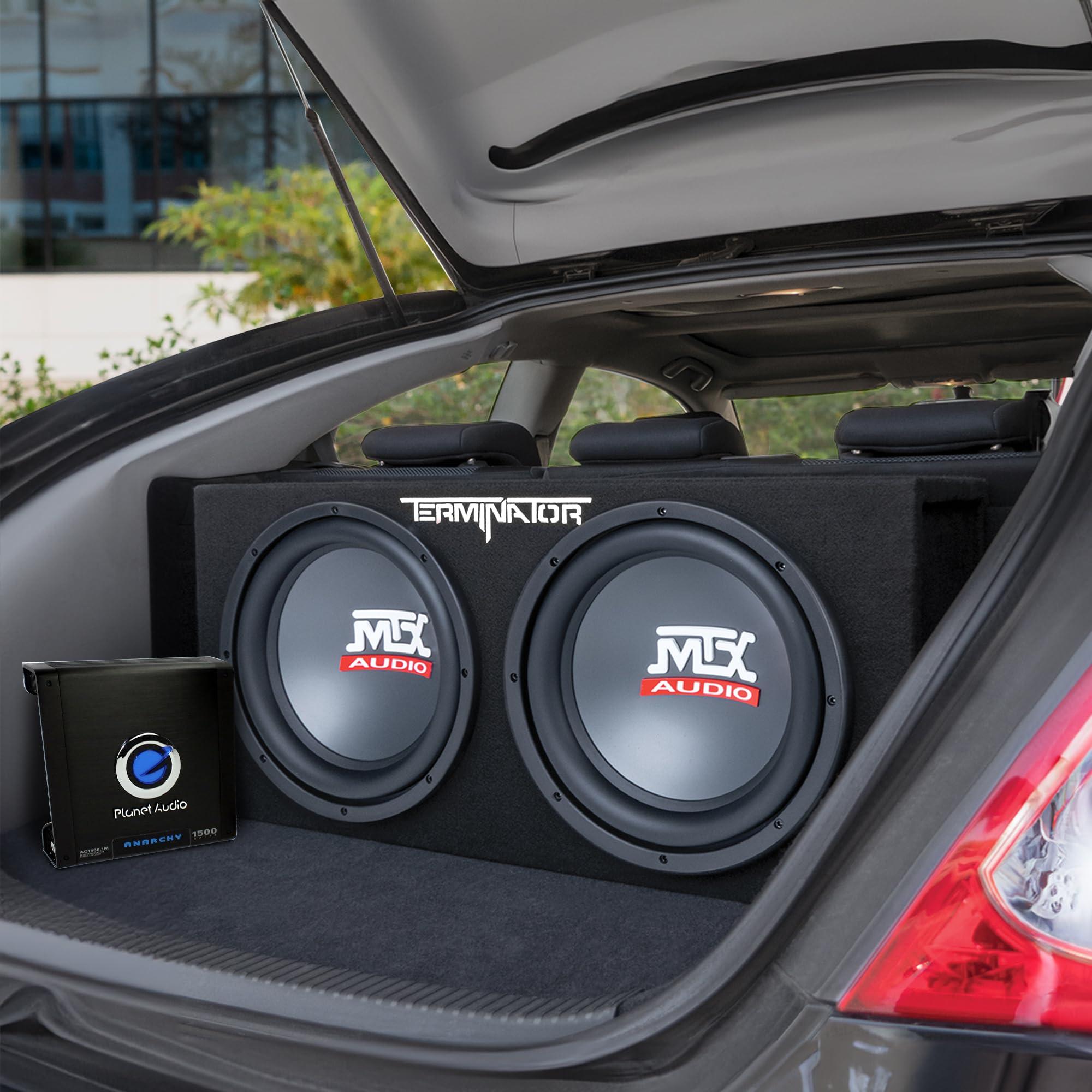 MTX MTX 12 Inch Subwoofer Enclosure, Planet Audio 1500 Watt Amp, and Soundstorm 8GA Wiring Kit