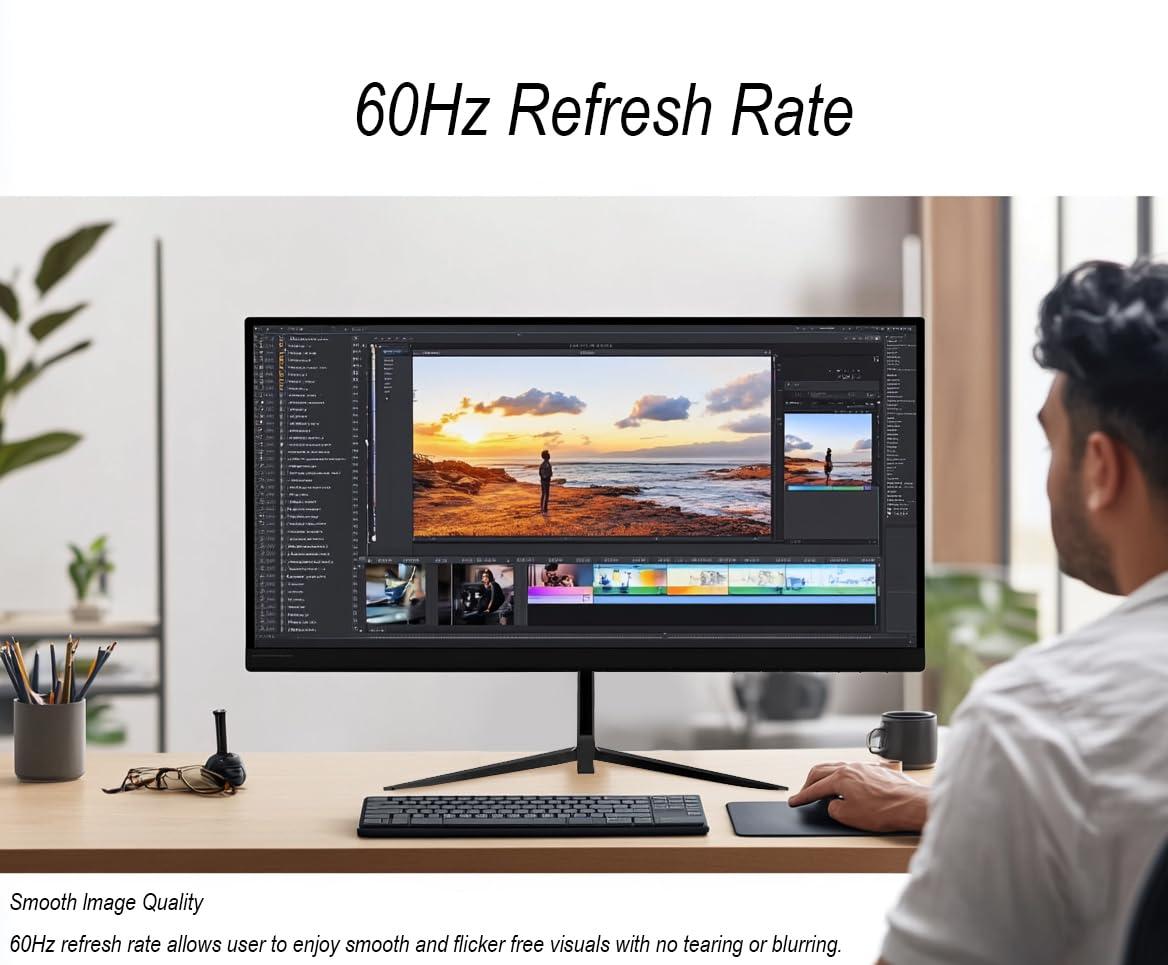 Real HD 32 Inch FHD 1080P CCTV Security Monitor, Thin LED Screen Computer Monitor, 60Hz Refresh Rate with HDMI VGA BNC and Audio, Compatible with 4K, for Surveillance NVR/DVR System