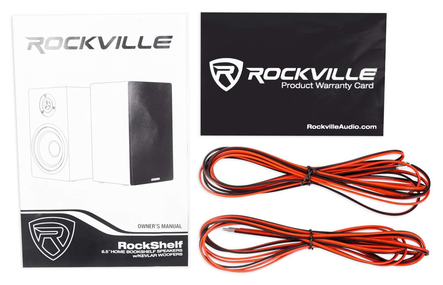 Rockville Rockville (2) RockShelf 64W White 6.5" Home Bookshelf Speakers+8" Speaker Stands