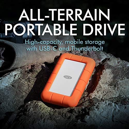 LaCie LaCie Rugged Thunderbolt USB-C 5TB External Hard Drive Portable HDD USB 3.0 compatible, Drop Shock Dust Water Resistant, 1 Mo Adobe CC (STFS5000800)