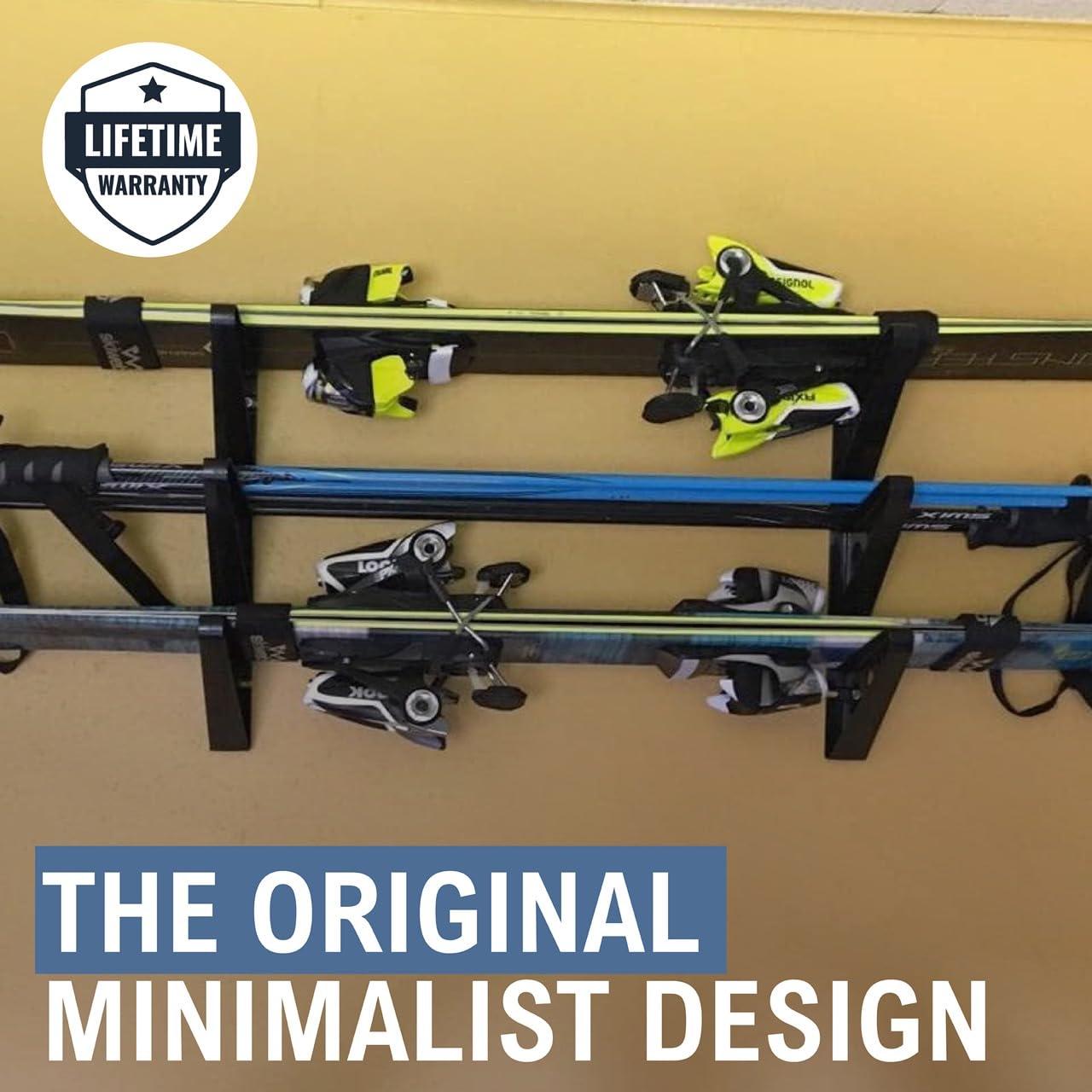 StoreYourBoard StoreYourBoard Ski Storage Multi Rack, Horizontal Wall Mount, Skis and Poles Holder