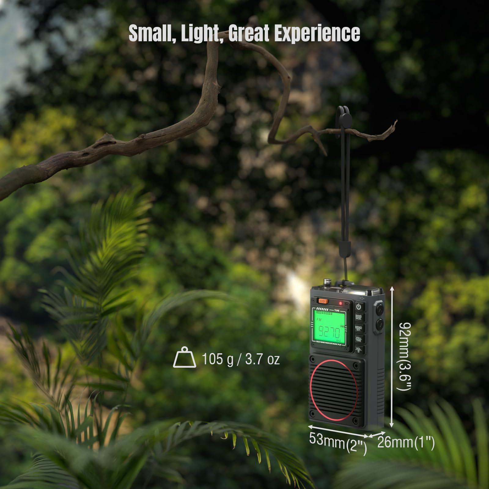 Raddy Raddy RF75A APP Control Shortwave Radio, Portable AM/FM/VHF/SW/WB Weather Radio, Pocket Radio Rechargeable w/ 9.85 Ft Wire Antenna