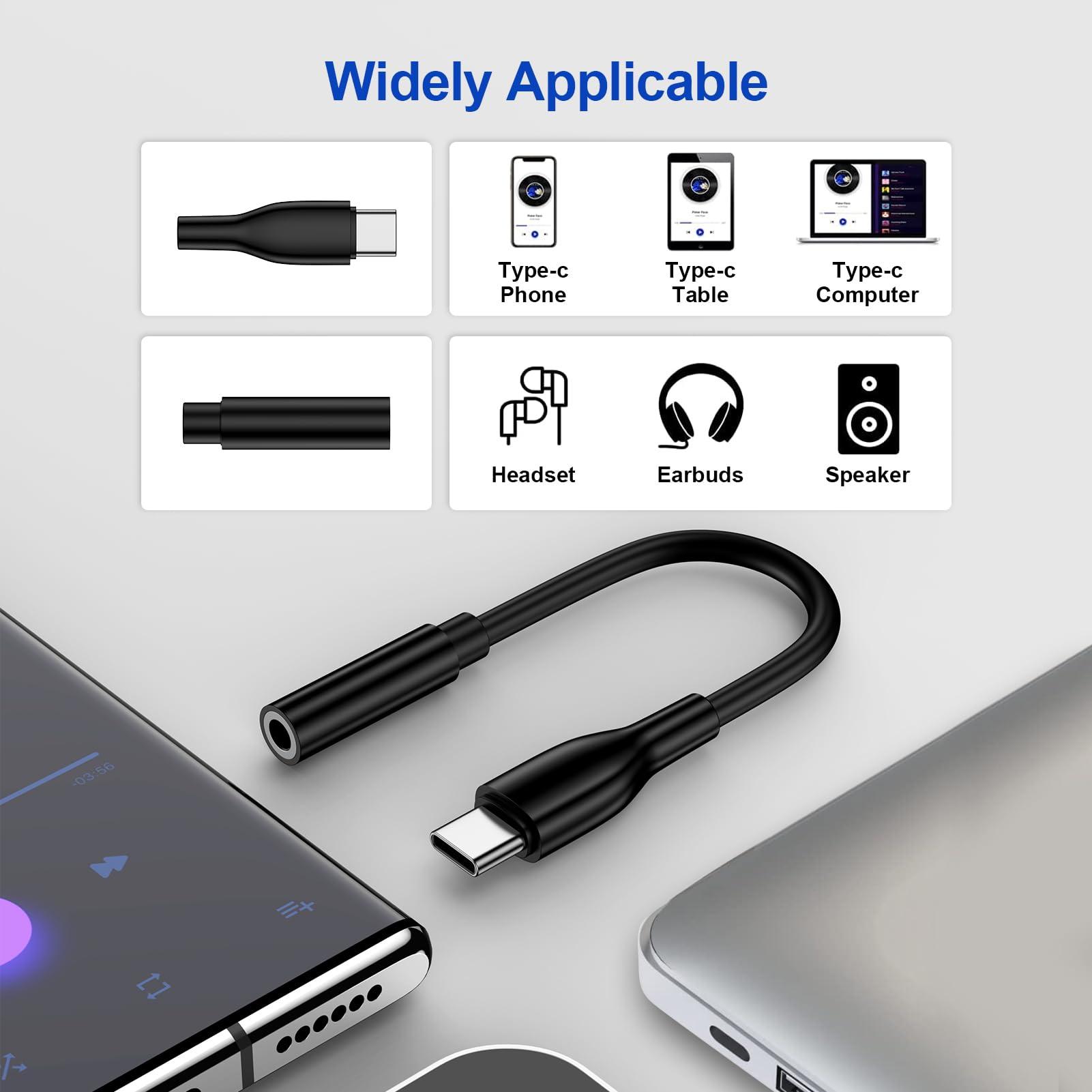 UorMe USB C to 3.5mm Headphone Adapter for Google Pixel 9 Pro XL Fold 8A 7A 6A 5A, 2Pack Type C Audio Adapter Headphone Jack Aux Cord for Samsung Galaxy A14 A15 A16 A54 A55 A53 S24 FE Ultra S23 S22 Plus