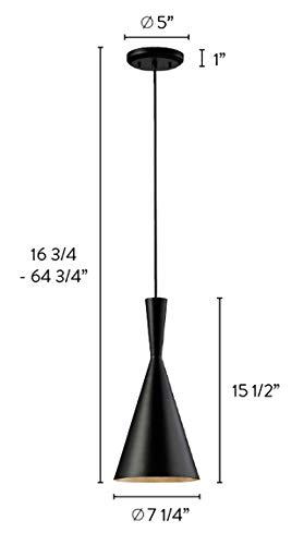 Canarm Canarm IPL183B01BK Rocco 1-Light Pendant, Black