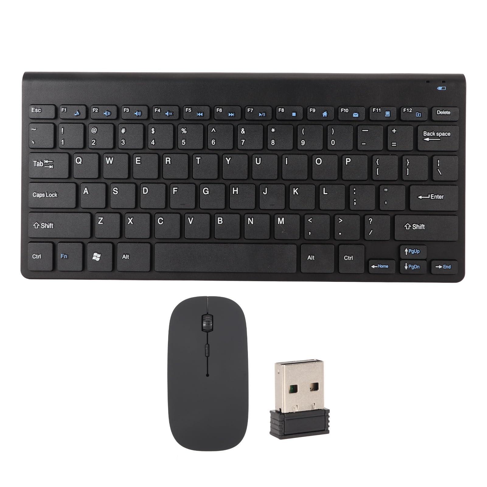 FOSA Keyboard Mouse Combo, Waterproof Keyboard and Mouse Set with LED Indicator for PC Laptop, Quiet and Ergonomic (black)