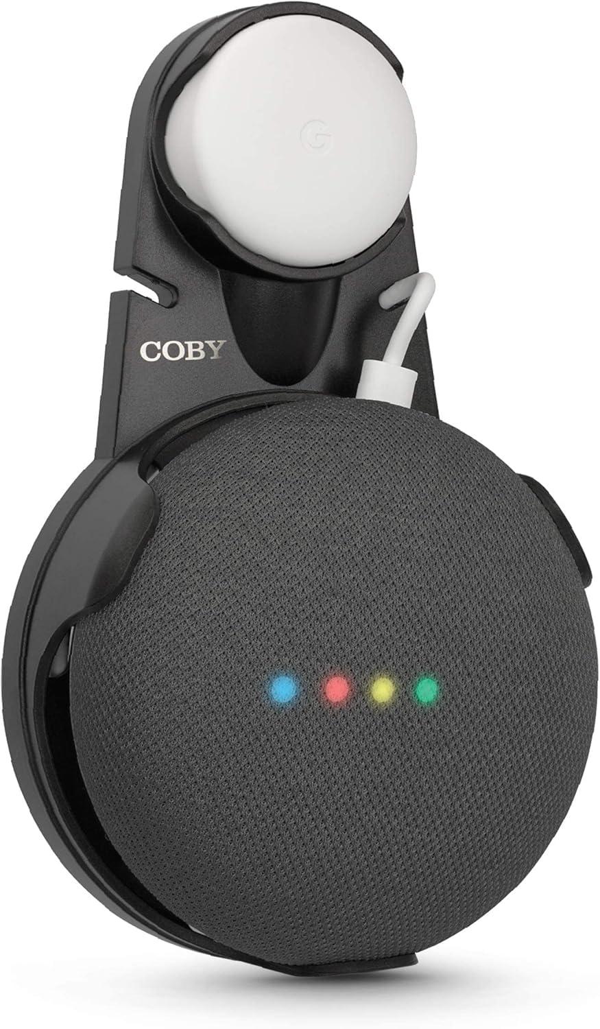 Coby Coby Wall Outlet Mount Holder for Google Home Mini, Smart Speaker Device Accessory with Cable Cord Plug Management - Black