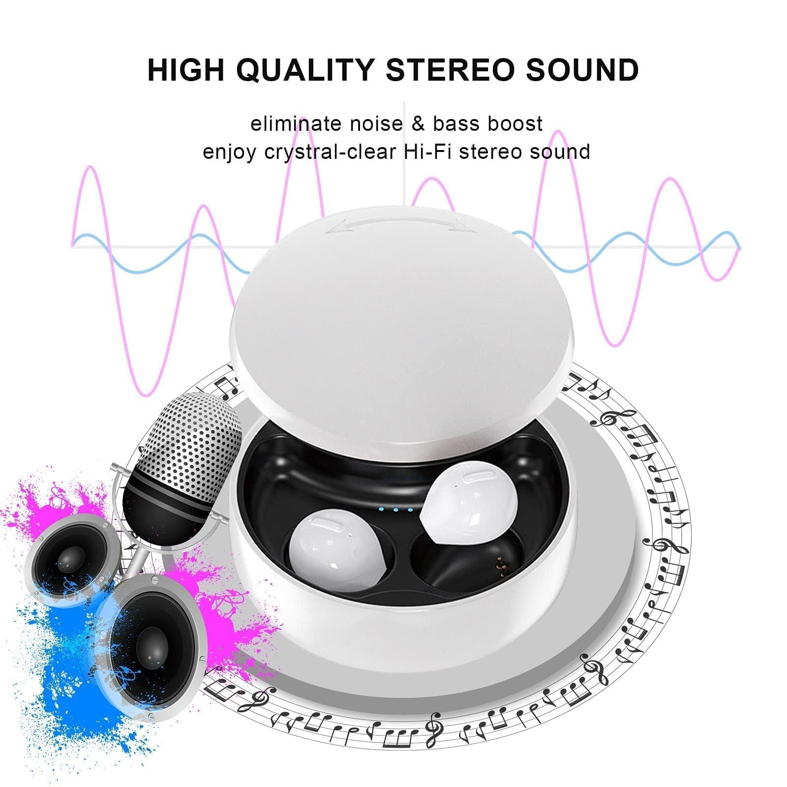 Xmenha Xmenha Smallest Invisible Earbuds Wireless Ear Buds Bluetooth in Ear Mini Discreet Small Tiny Earpiece Sleep Earbuds Hidden with Charging Case Headphones for Small Ears Work Sleeping Android White