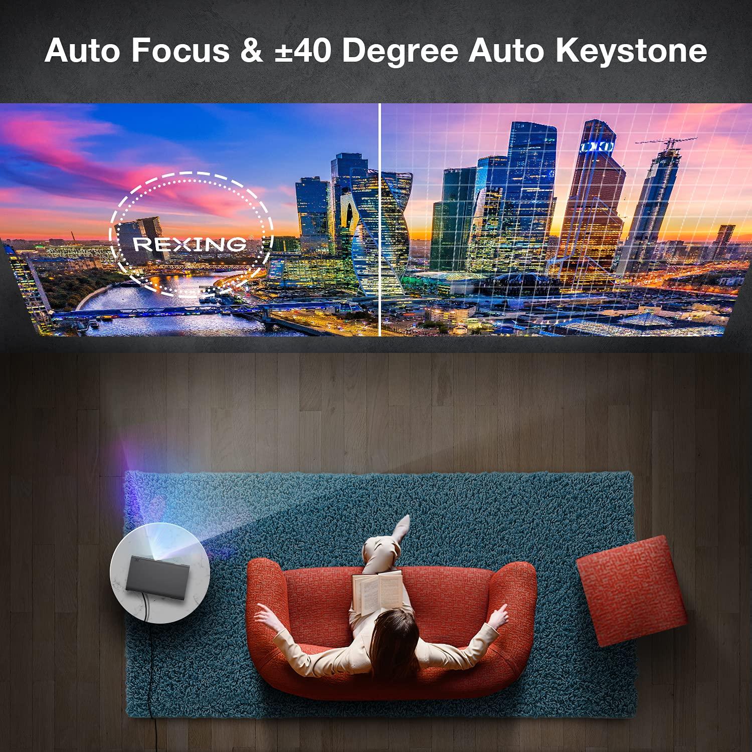 REXING REXING PRD615 Smart Home Projector 750 ANSI Lumens HD, Autofocus,3D Video,HDMI,Duo USB 2.0,WiFi, 40-150 inch DLP Projector, Miracast,App Store,Google Play,Chrome,Youtube, Netflix, Home Entertainment