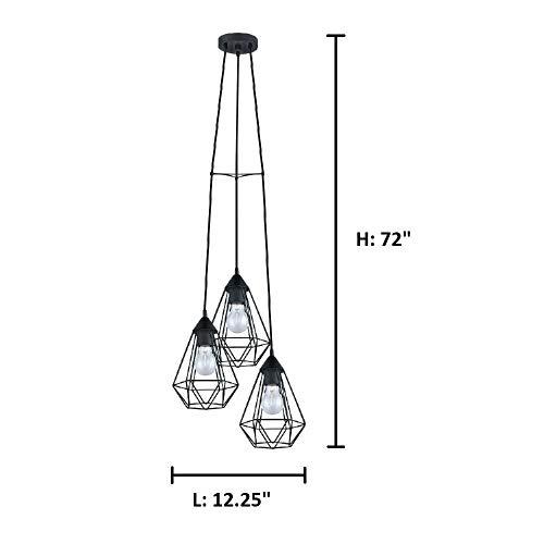 EGLO EGLO Lighting 94191A Three Light Pendant, Matte Black, 72.00x12.25x12.13