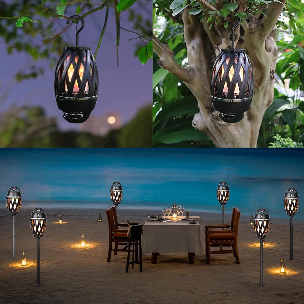 ANERIMST ANERIMST Outdoor Bluetooth Speakers, Waterproof Wireless Speakers with Torch Flame Light, Cool Gadgets for Men Women, LED Lantern for Gardening Camping Patio Hot Tub, 2 Pack (Black)