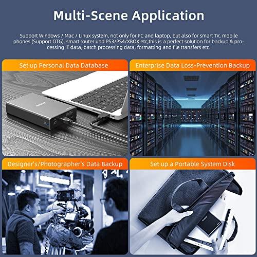 MAIWO MAIWO Dual Bay Hard Drive RAID Enclosure for 2.5 Inch SATA SSD HDD, RAID 0/RAID 1/JBOD/PM, USB 3.0 6Gbps with UASP, 16TB Capacity, External HDD Bay Aluminum