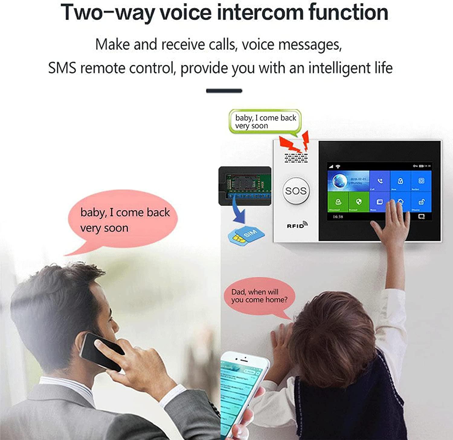 Clouree Touch Screen Alarm System for Whole House Security, WiFi Wireless Home Alarm 20 Piece Kit with Siren, PIR Motion Sensor, Remote Controls, Window/Door Sensor,Support SMS Push