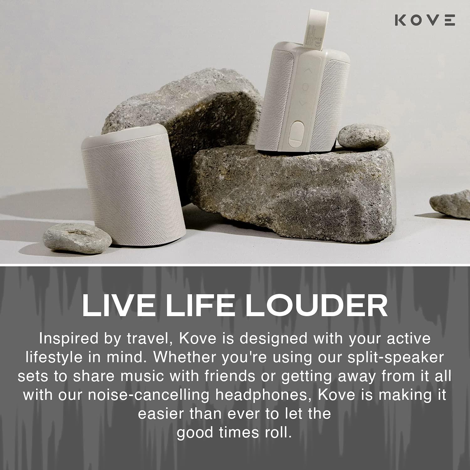 KOVE KOVE Commuter 2 Portable Speaker - Stone Bluetooth Speakers, Wireless with HD Louder Volume, Deep Bass Subwoofer, Microphone, IPX7 Water Resistant - Perfect Boom Box for Home, Outdoor or Travel