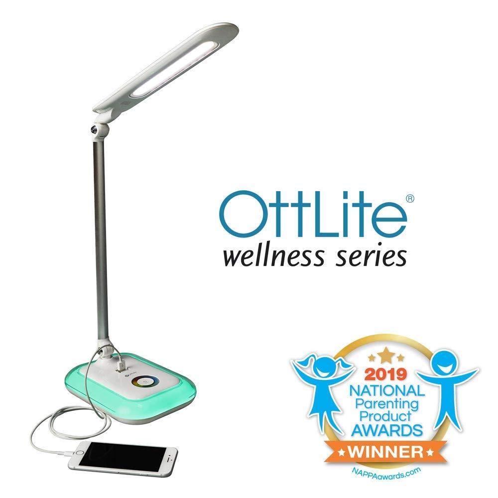 OttLite OttLite Glow LED Desk Lamp with USB Charging Port - Portable, Adjustable, Desk Light,White